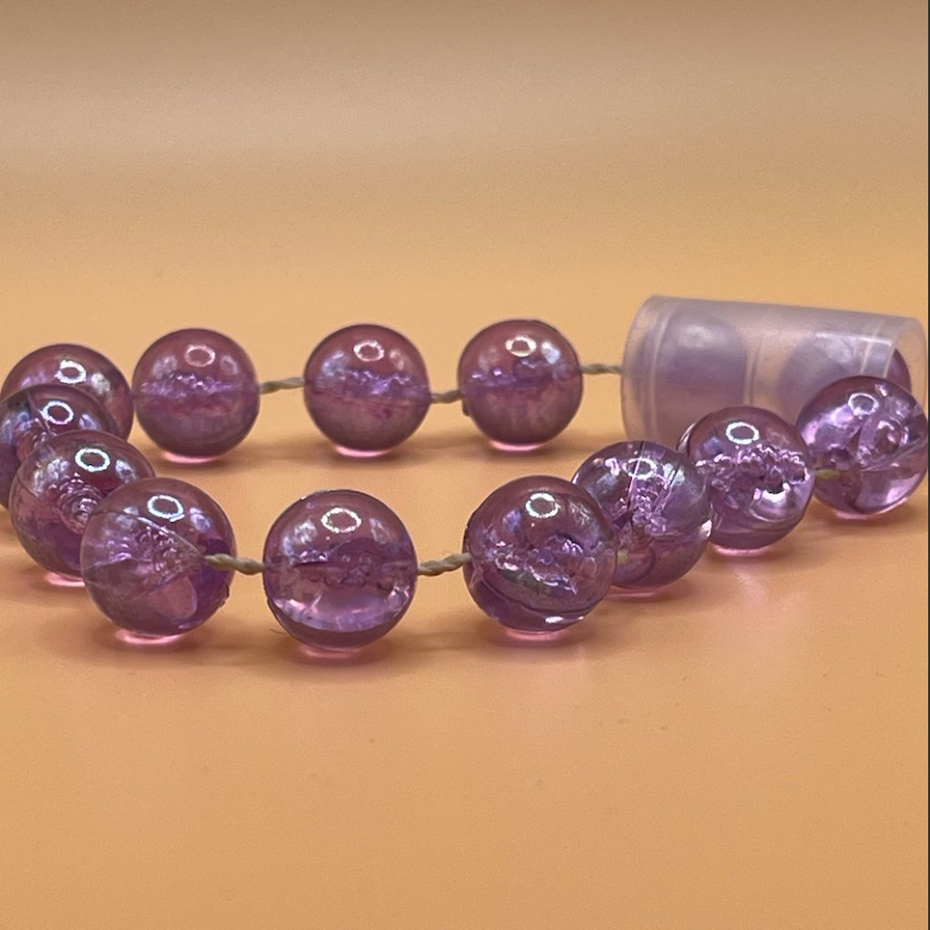 Br43-Plastic Purple Beaded Bracelet